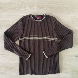 Vintage Brown Ribbed Men's Sweater Size L